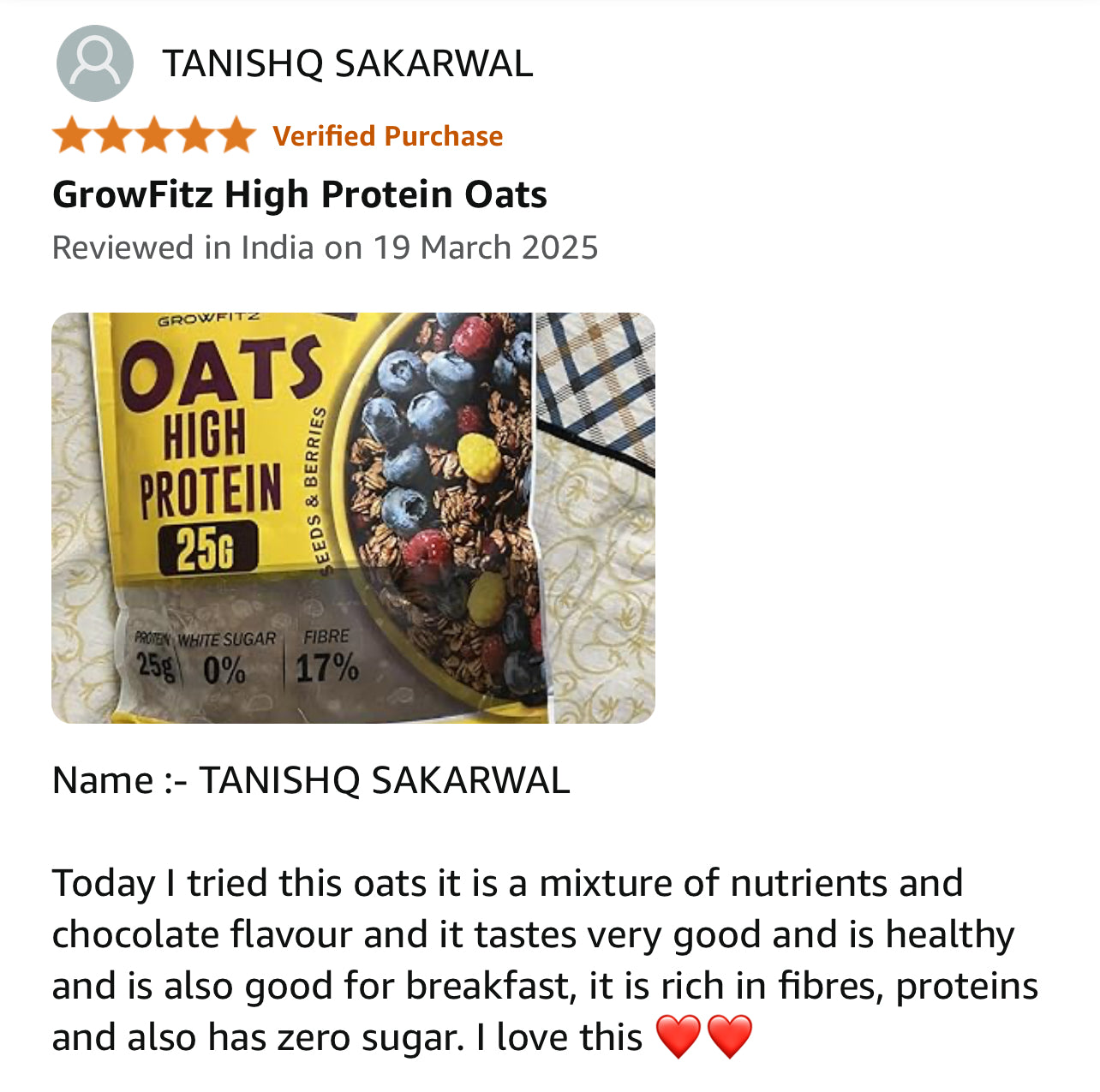 Growfitz High Protein-25gm | Chocolate Oats - XXXL PACK
