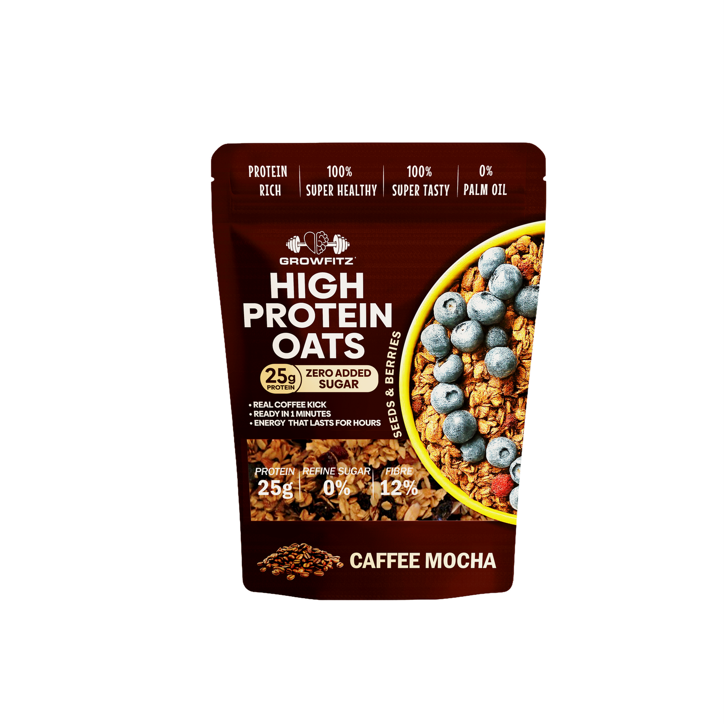 Caffee Mocha Flavor Breakfast Oatmeal | 25g High Protein Oats 800 Gram | Healthy Fats, No Added Sugar (Pack of 1)