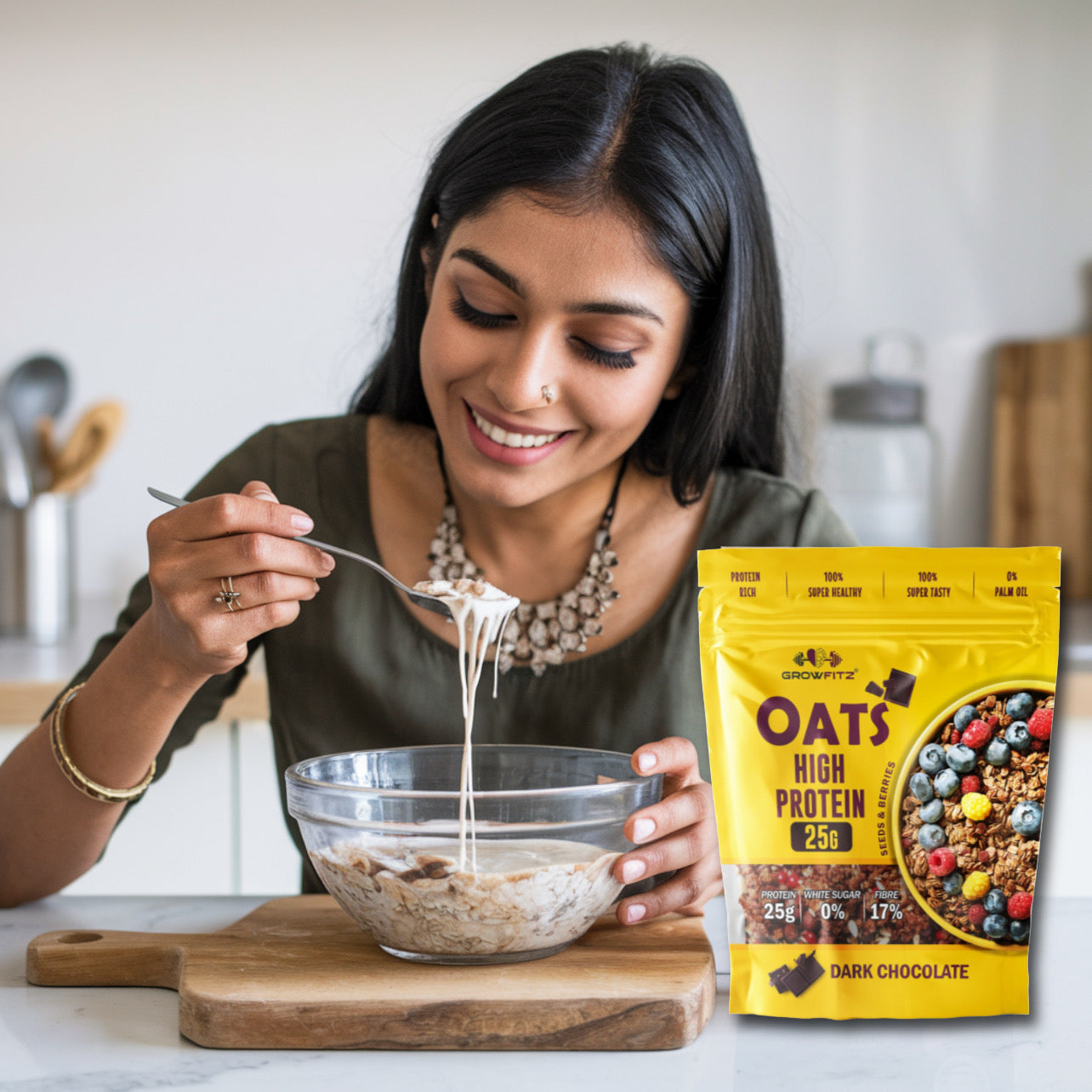 Growfitz High Protein-25gm | Chocolate Oats - XXXL PACK