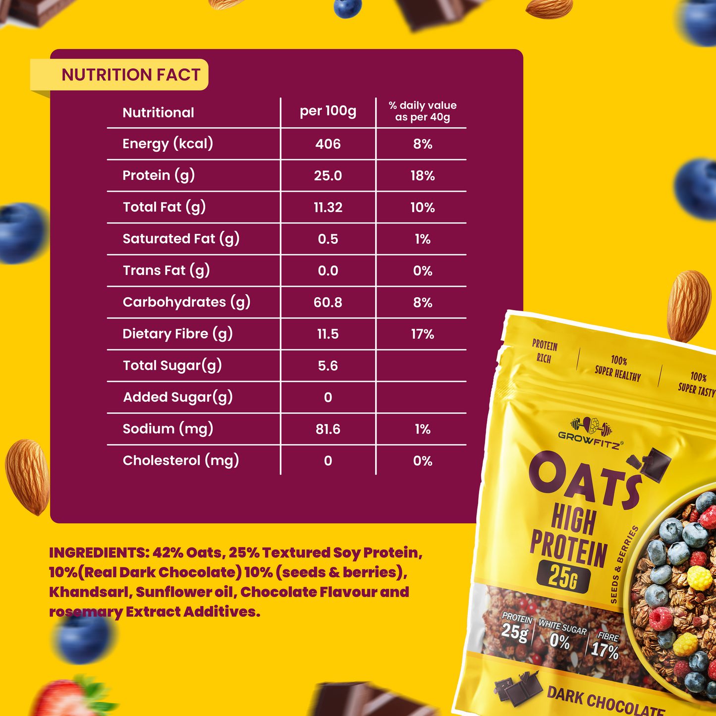 High Protein Chocolate Oats | 25g Protein | 800g