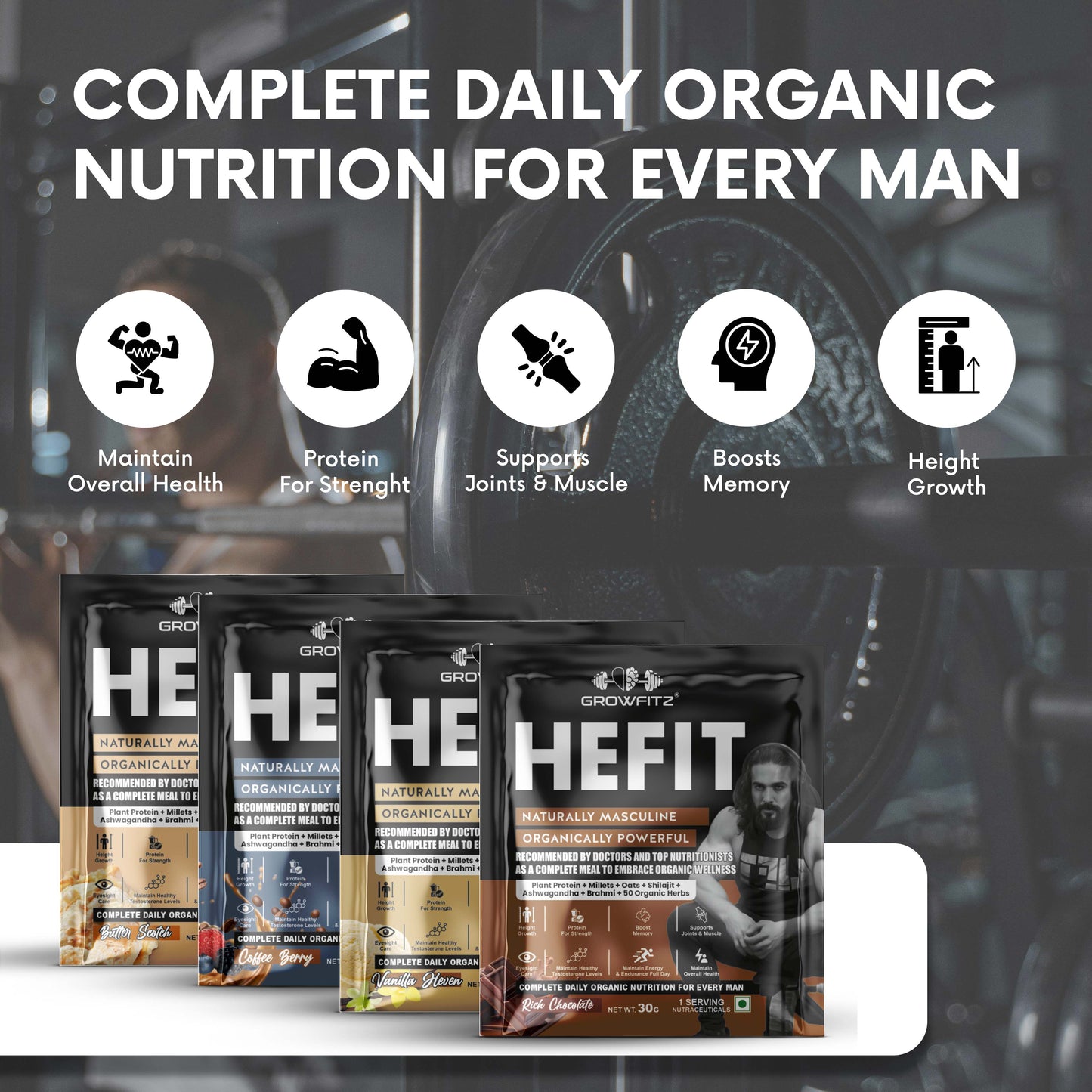 Hefit | Plant Protein – 4 Flavours | 30g x 8 Pouches