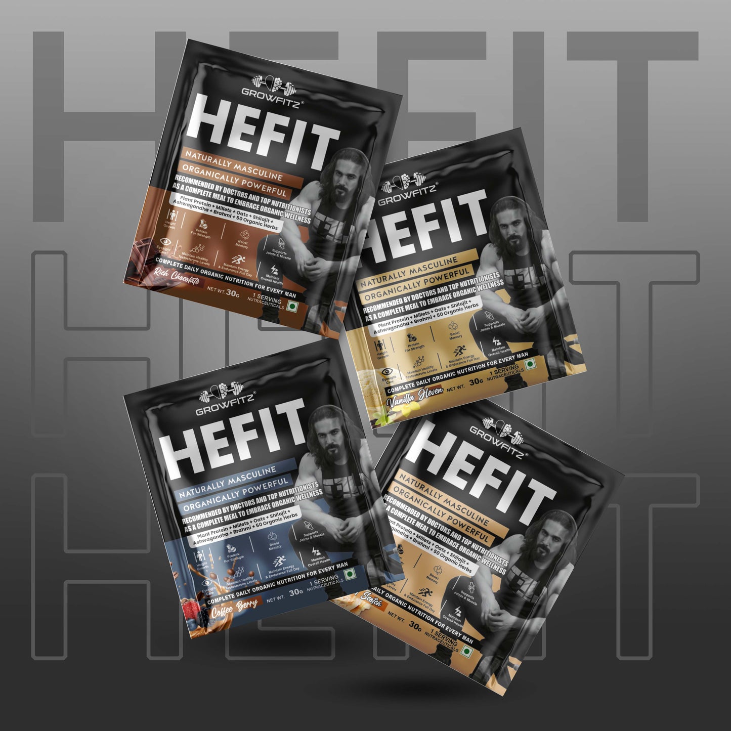 Hefit | Plant Protein – 4 Flavours | 30g x 8 Pouches