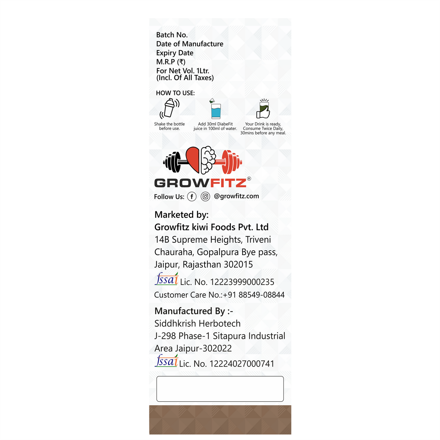 DiabeFit | For Blood Sugar Balance & Metabolic Support | Herbal Juice | 1L