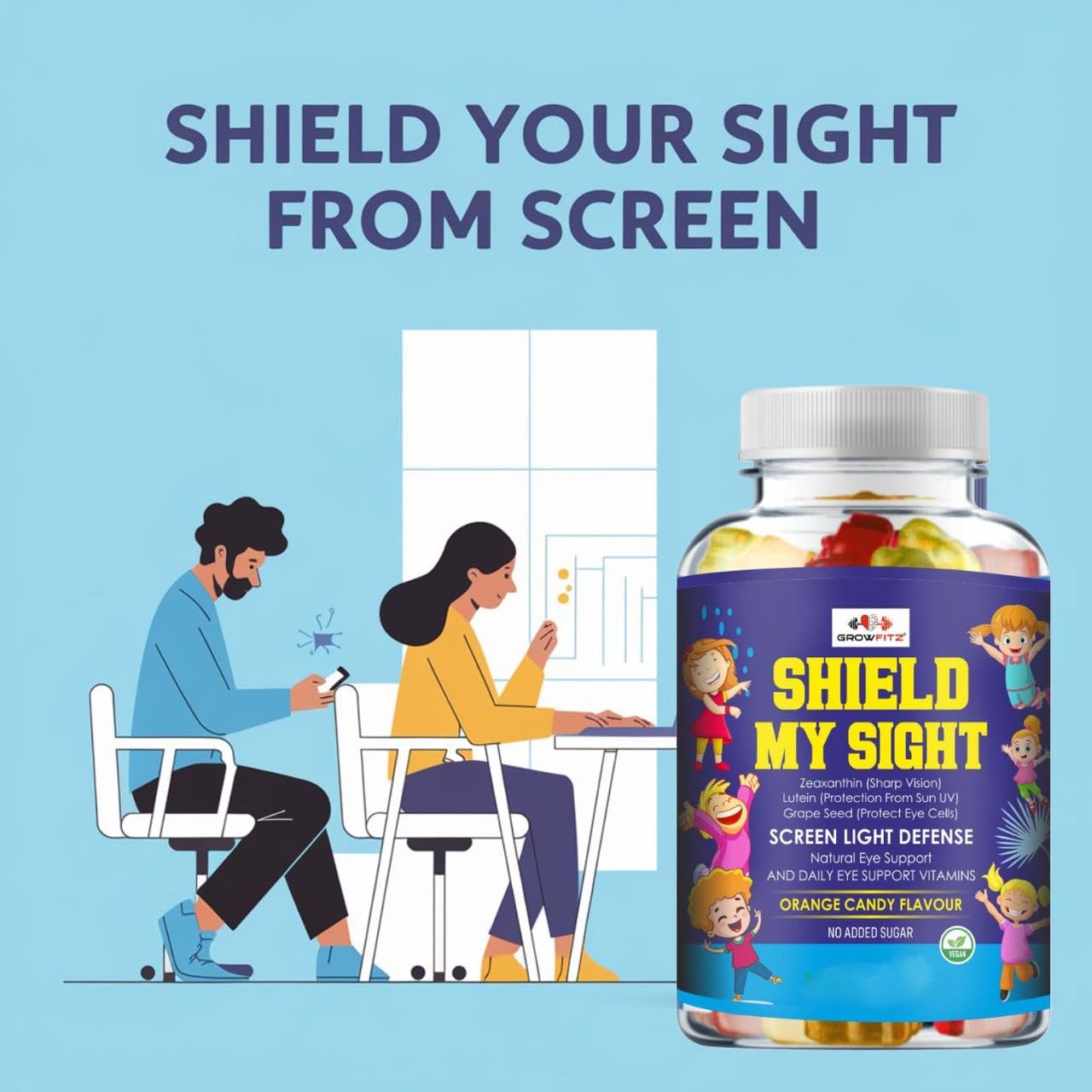 Growfitz Shield My Sight β Eye Health Gummies | 30 Gummies | Vegan | No Added Sugar