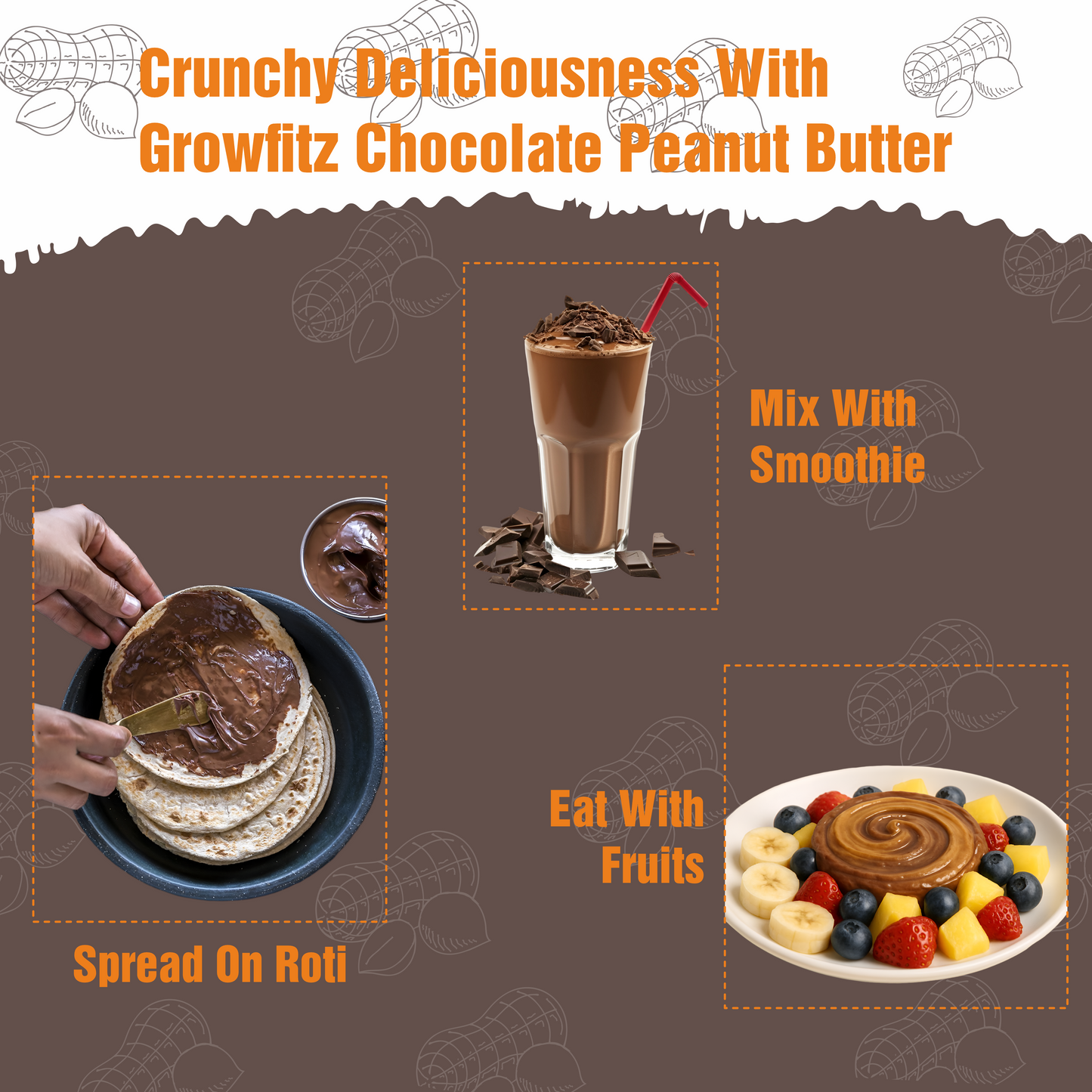 Growfitz Peanut Butter: Chocolate Flavour (High Quality) 400GM