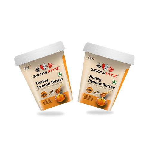 Growfitz Honey Peanut Butter 500g– Pack of 2 (100% Natural & Veg)