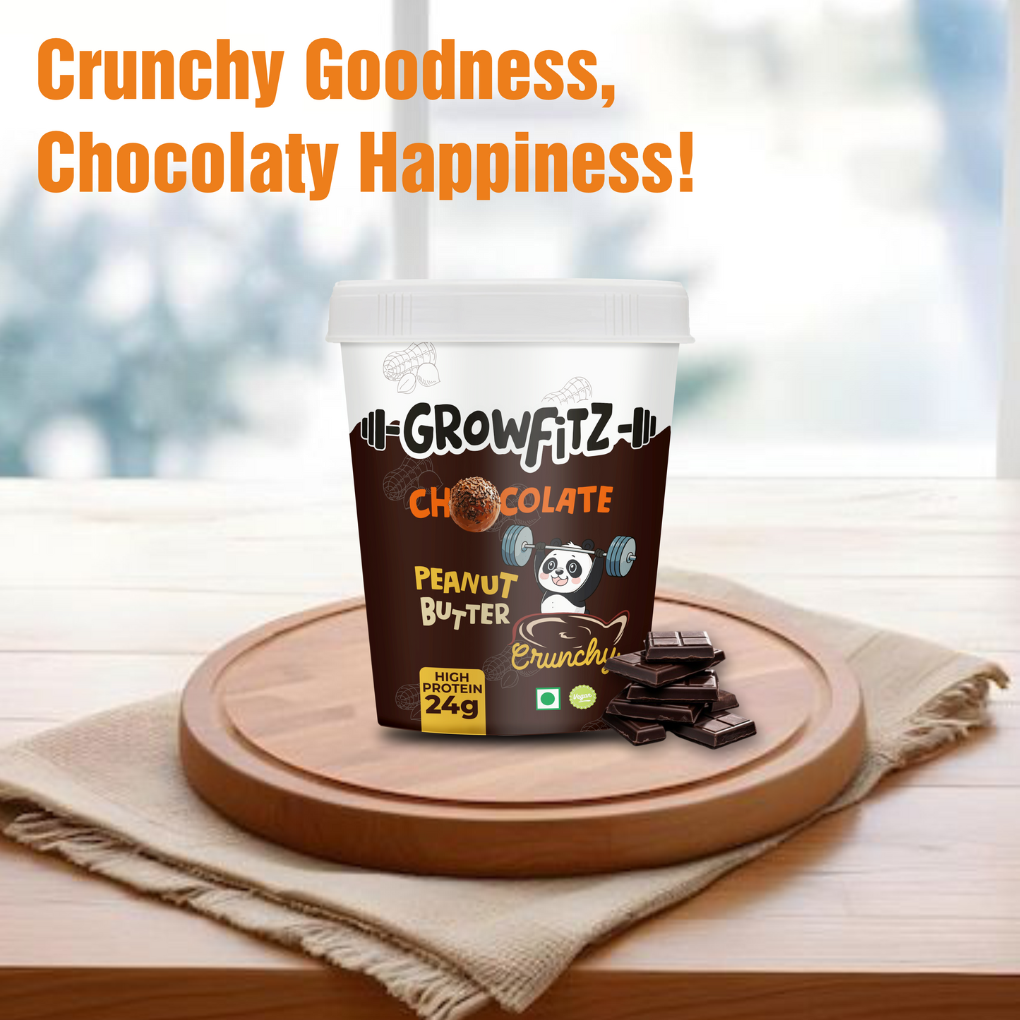 Growfitz Peanut Butter: Chocolate Flavour (High Quality) 400GM