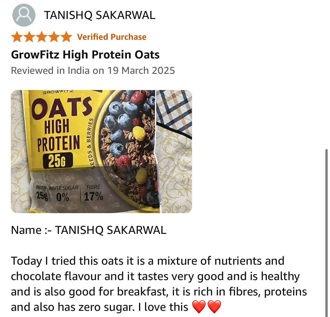 Growfitz High Protein-25gm | Chocolate Oats - XXXL PACK