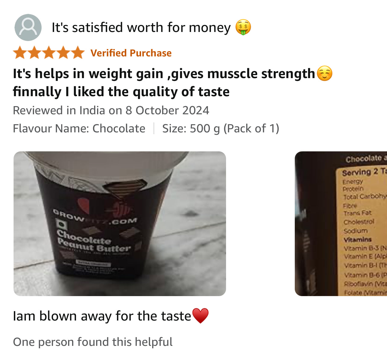 Growfitz Peanut Butter: Chocolate Flavour (High Quality) 400GM