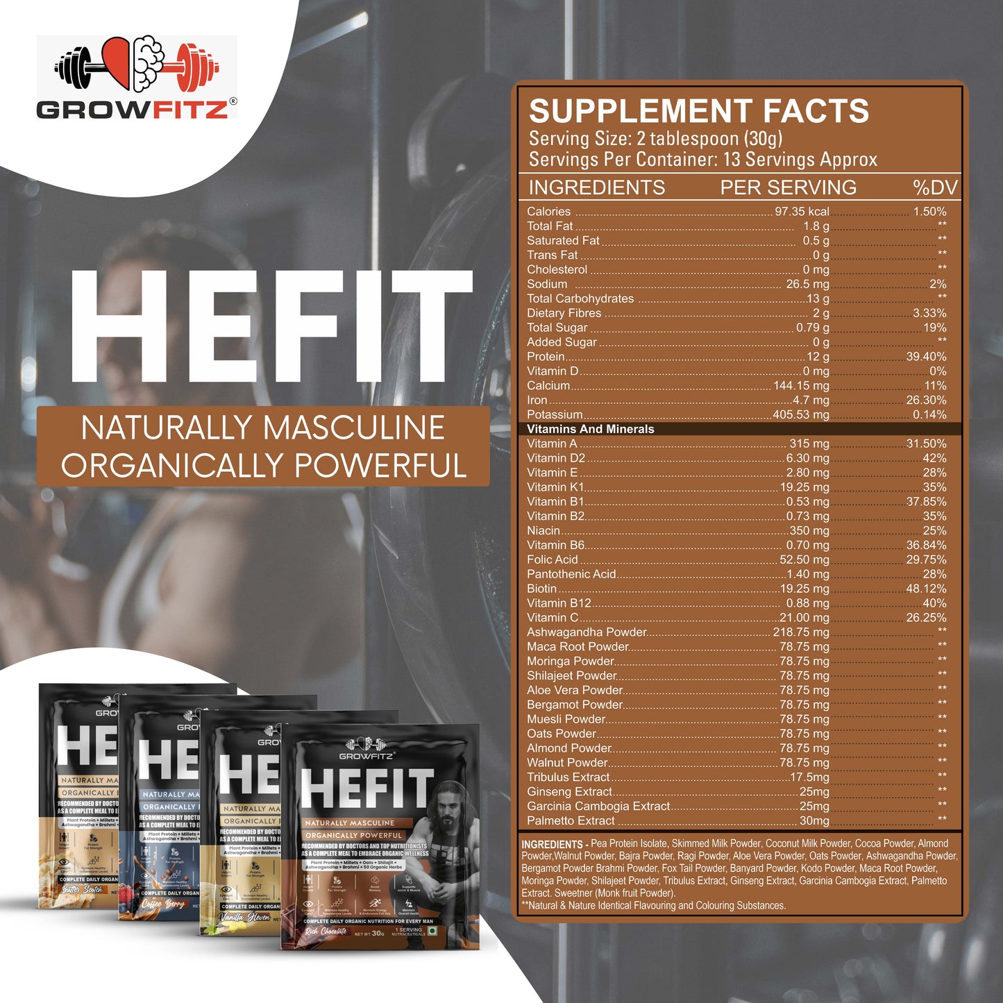 Hefit | Plant Protein – 4 Flavours | 30g x 8 Pouches