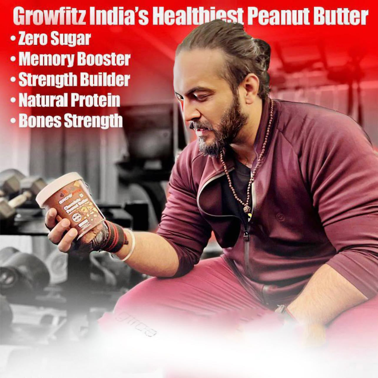 Growfitz Peanut Butter: Chocolate Flavour (High Quality) 400GM