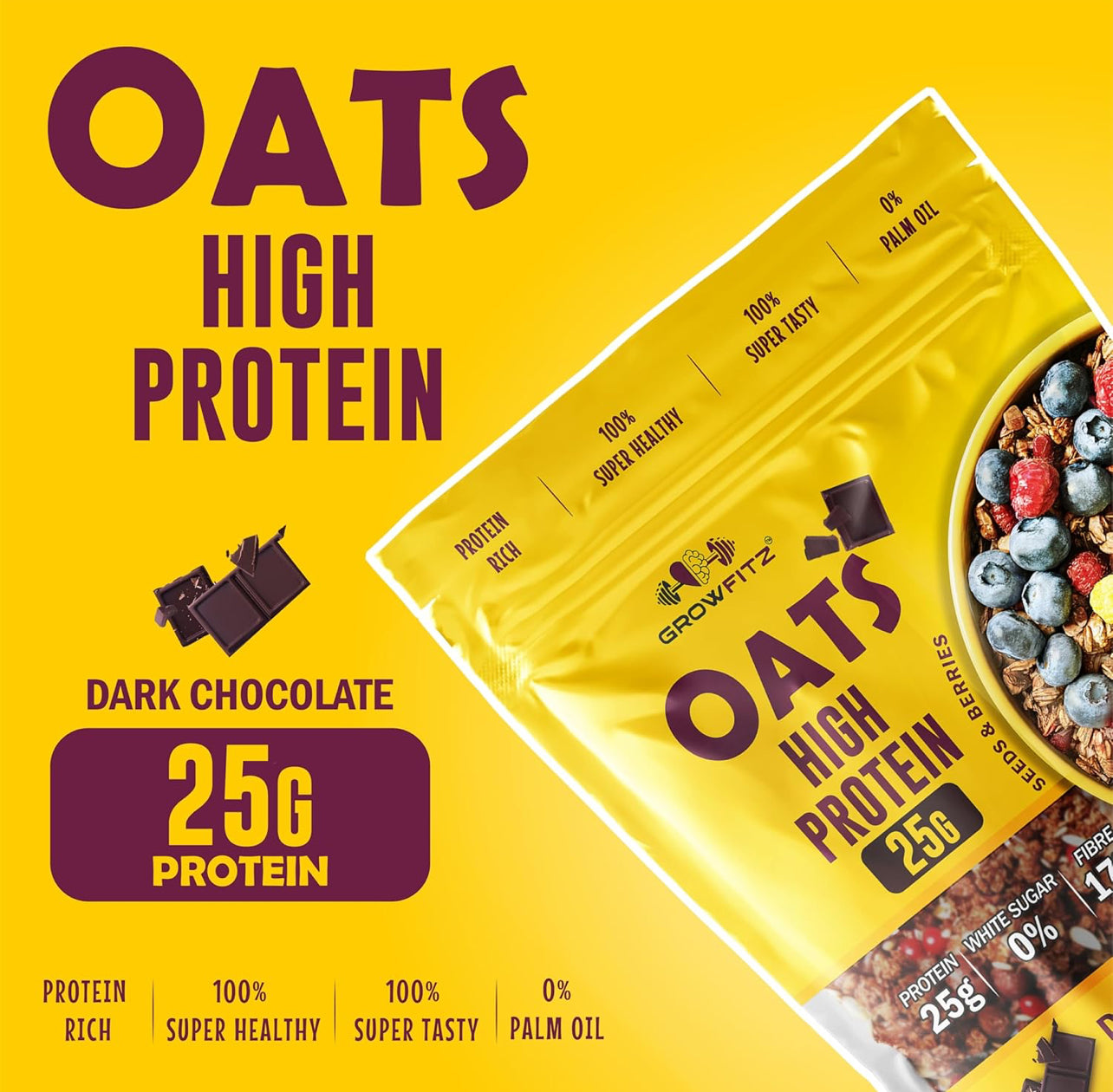 Growfitz High Protein-25gm | Chocolate Oats - XXXL PACK