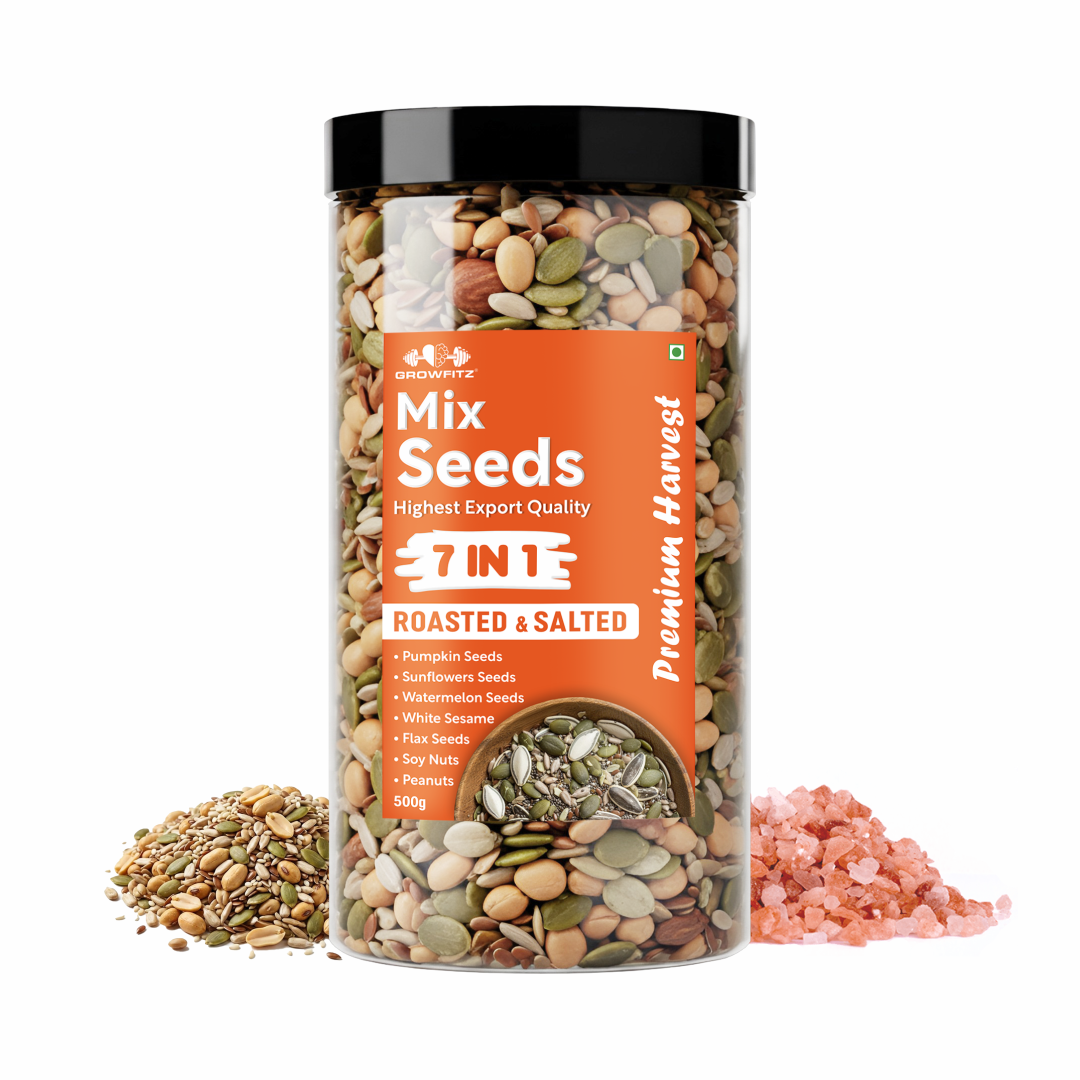 7-in-1 Roasted & Salted Seed Mix 500g | High Protein (24.4g) & Fiber | Superfood Snack & Healthy Diet