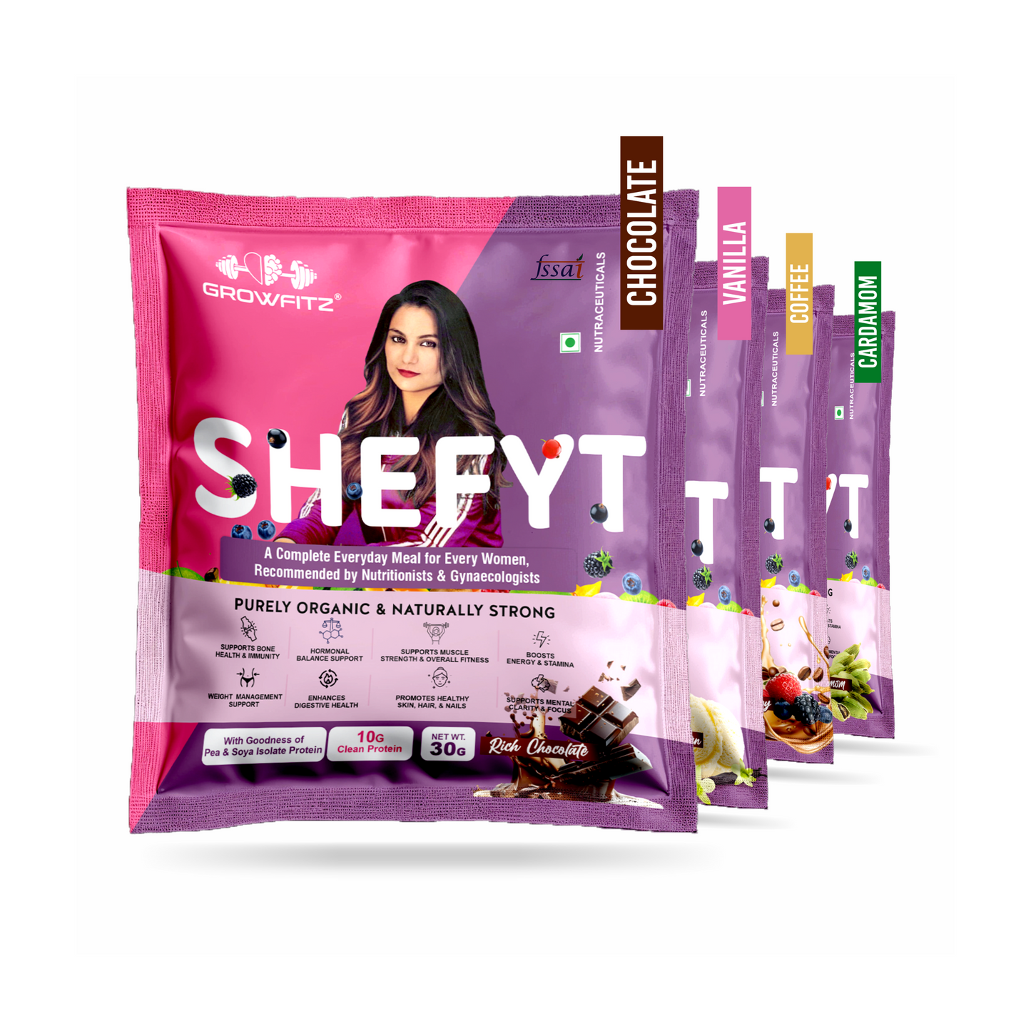 Shefit | Plant Protein – 4 Flavours | 30g x 16 Pouches