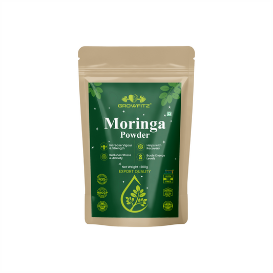 GROWFITZ Moringa Powder | 100% Pure & Natural Superfood | Rich in Iron, Calcium & Antioxidants | Boosts Immunity, Energy & Vitality | 200g Each