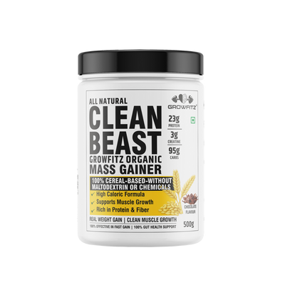 Clean Beast Mass Gainer | 23g Protein, 3g Creatine & 95g Carbs | 100% Cereal Based | 500g