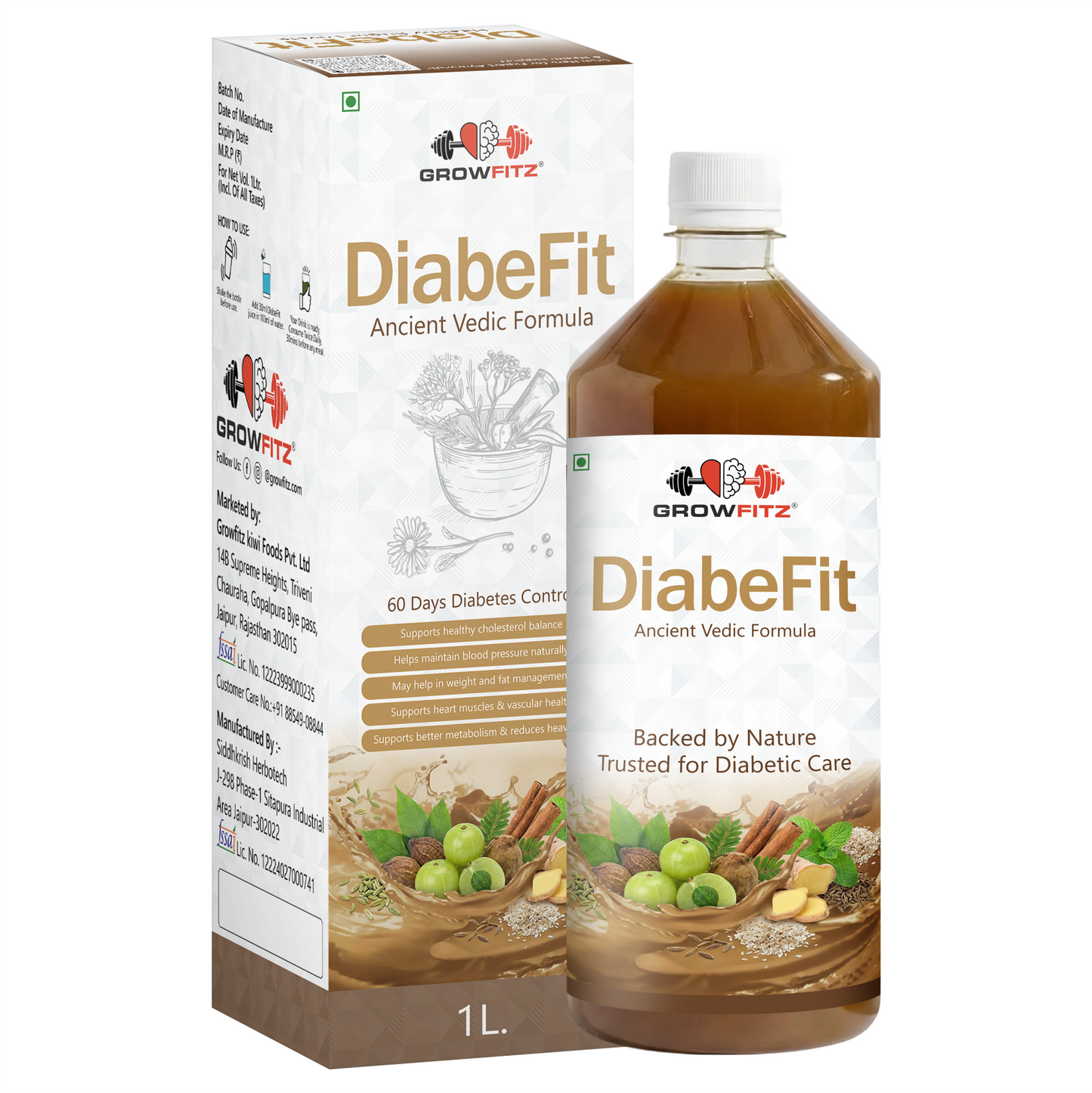 DiabeFit | For Blood Sugar Balance & Metabolic Support | Herbal Juice | 1L