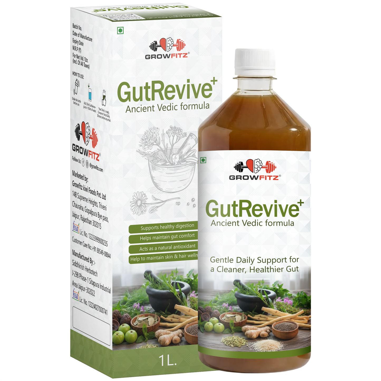 Gut Revive+ | For Gut, Liver Detox & Digestive Support | Herbal Juice | 1L