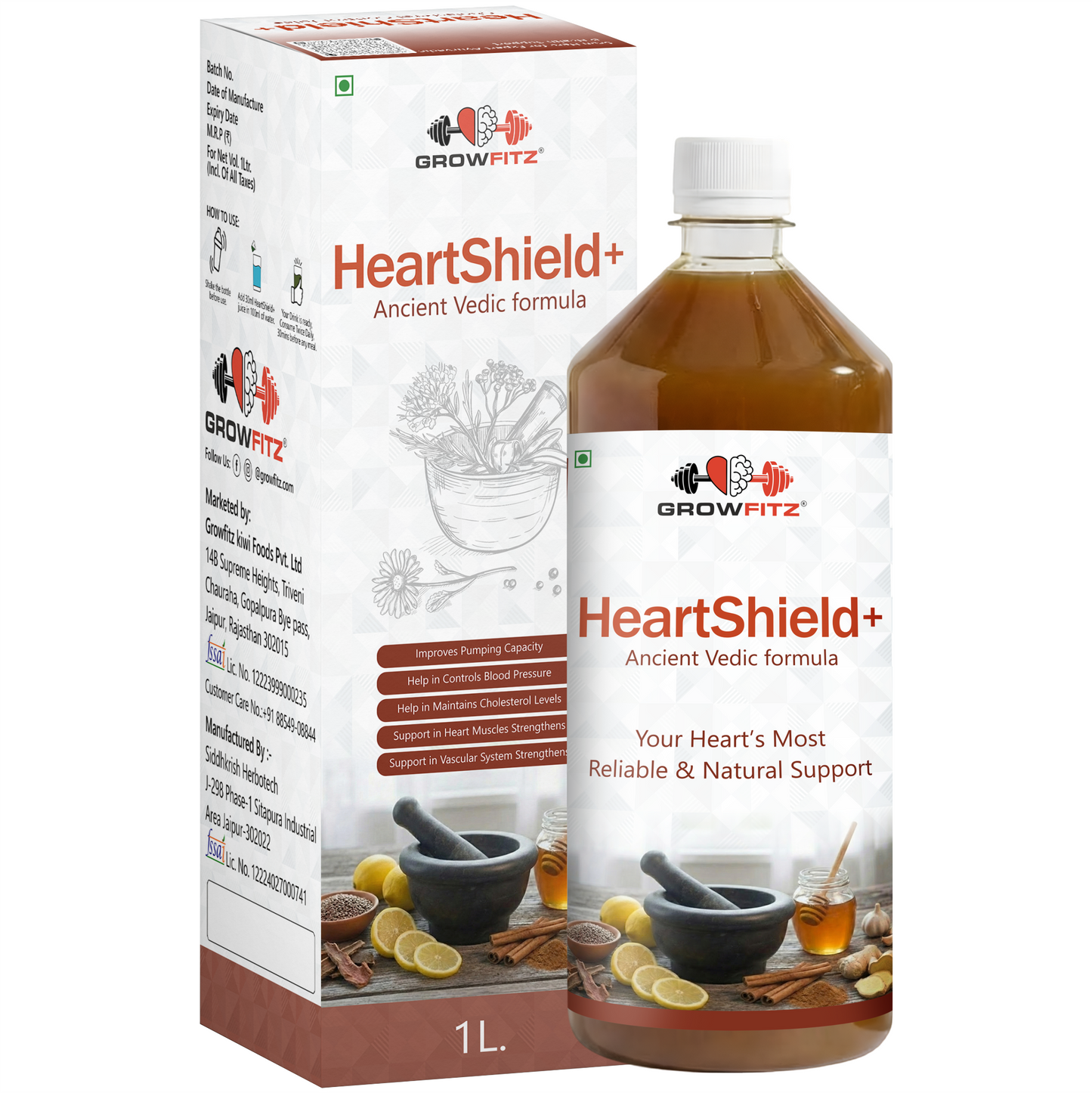 Heart Shield+ | For Heart & Cholesterol Support | Herbal Juice | 1L