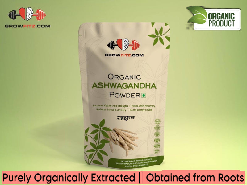 Growfitz Ashwagandha : Organic || Obtained from Roots