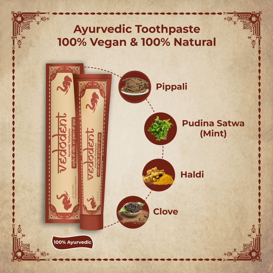 GROWFITZ Vedodent Herbal Ayurvedic Red Toothpaste | Germ & Cavity Protection | Fights Plaque, Gum Bleeding, Yellow Teeth, Bad Breath | Natural Oral Care for Strong Teeth & Gums | 100g (Pack of 1)