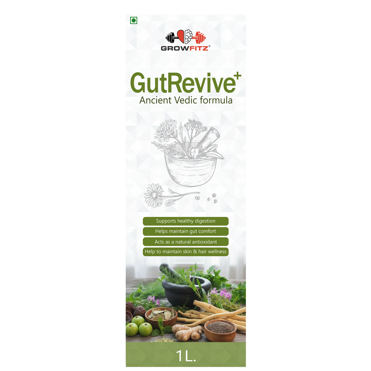 Gut Revive+ | For Gut, Liver Detox & Digestive Support | Herbal Juice | 1L