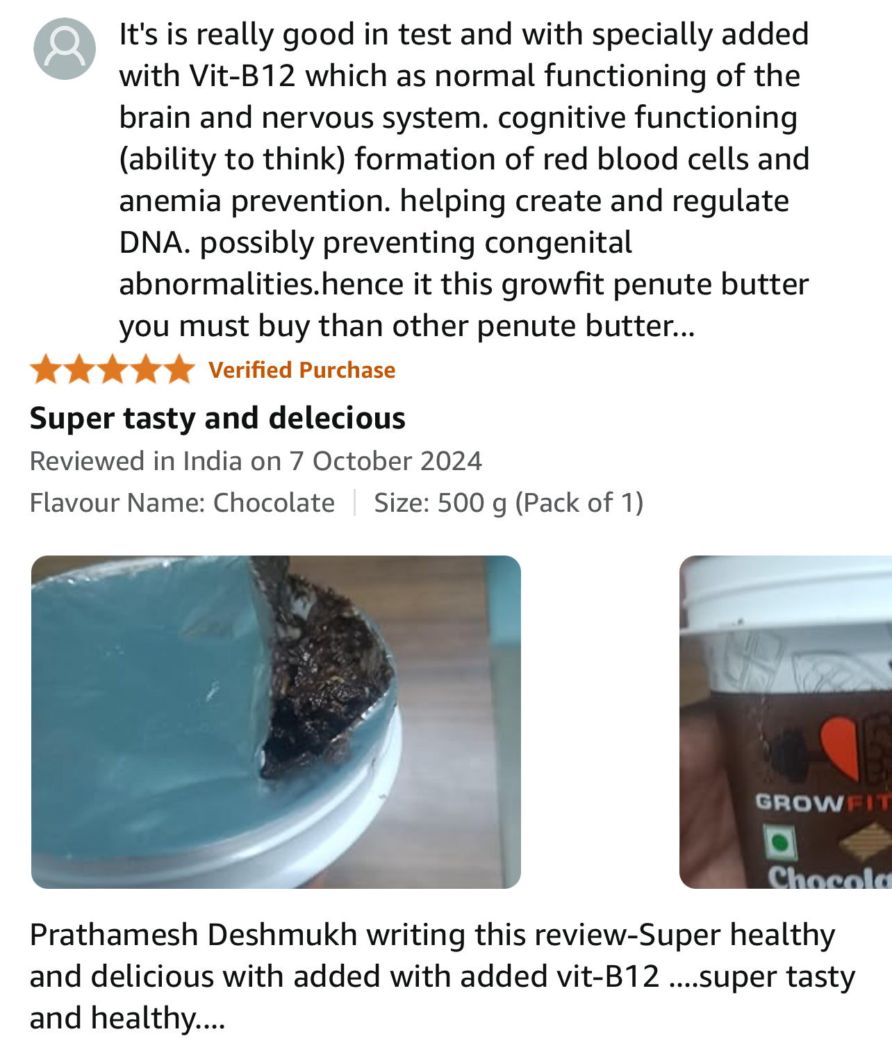 Growfitz Peanut Butter: Chocolate Flavour (High Quality) 400GM