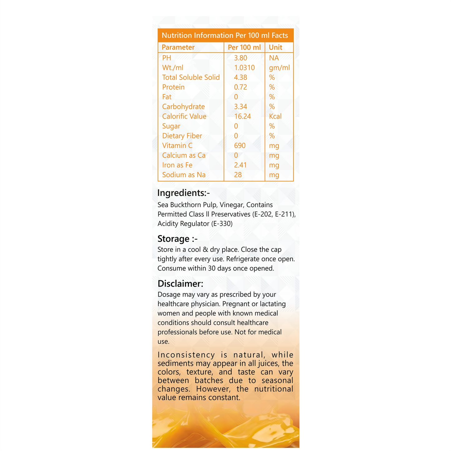 Himalayan Sea Buckthorn Pulp Juice | Natural Vitamin C, Omega 3 6 7 9, Antioxidants | Immunity, Skin Glow & Gut Health Support | 1L