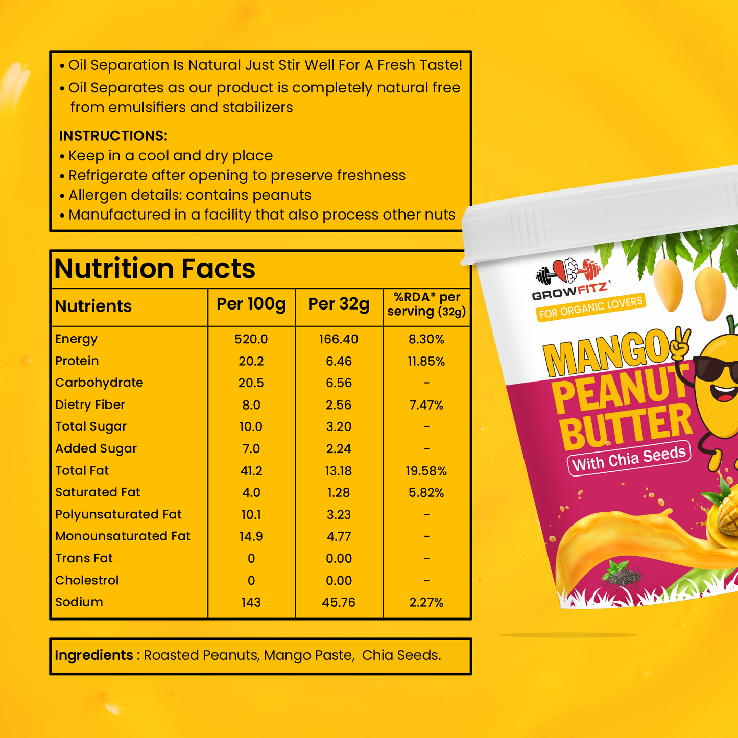 Mango Peanut Butter | 20.2g Protein | 400gm