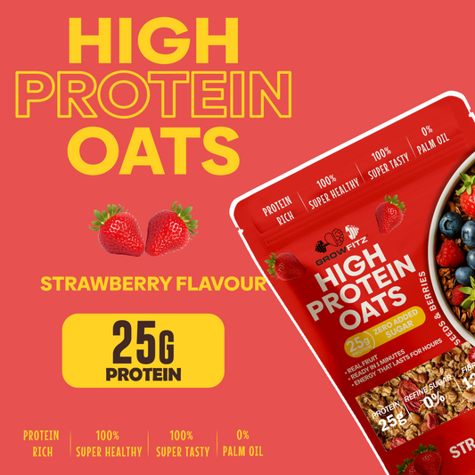 Strawberry Flavor Breakfast Oatmeal | 25g High Protein Oats 800 Gram | Healthy Fats, No Added Sugar (Pack of 1)