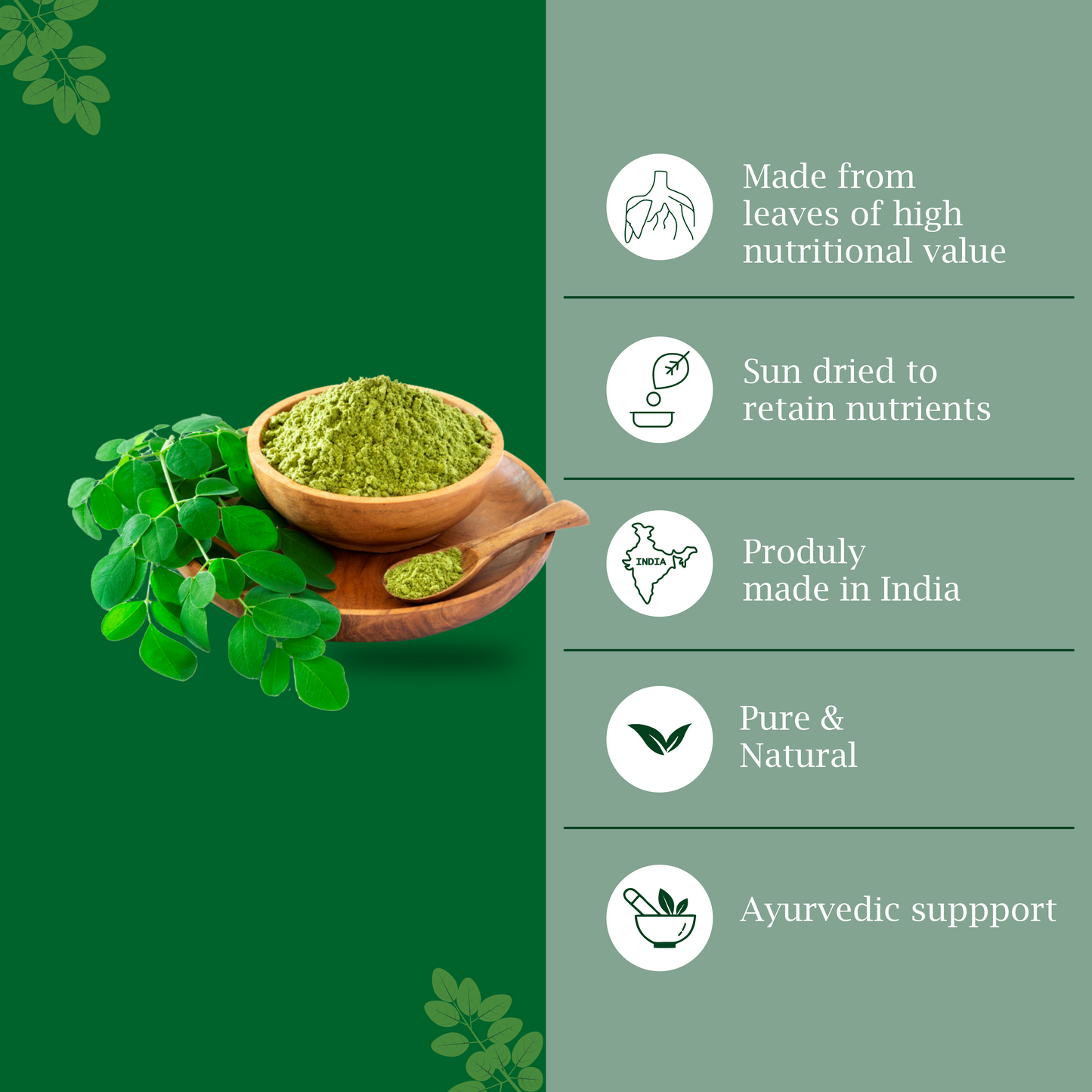 GROWFITZ Moringa Powder | 100% Pure & Natural Superfood | Rich in Iron, Calcium & Antioxidants | Boosts Immunity, Energy & Vitality | 200g Each