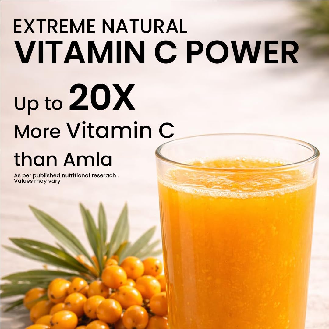 Himalayan Sea Buckthorn Pulp Concentrate 500 ML | Cold-Pressed | Makes 80 Glass, Natural Vitamin C, Omega 3 6 7 9, Antioxidants | Immunity, Skin Glow & Gut Health Support | Seabuckthorn Juice