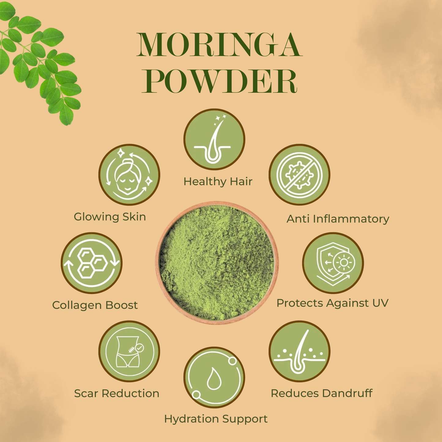 GROWFITZ Moringa Powder | 100% Pure & Natural Superfood | Rich in Iron, Calcium & Antioxidants | Boosts Immunity, Energy & Vitality | 200g Each