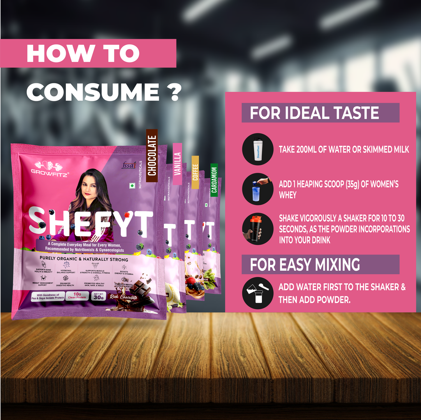 Shefit | Plant Protein - 4 Flavours | 30g x 8 Pouches