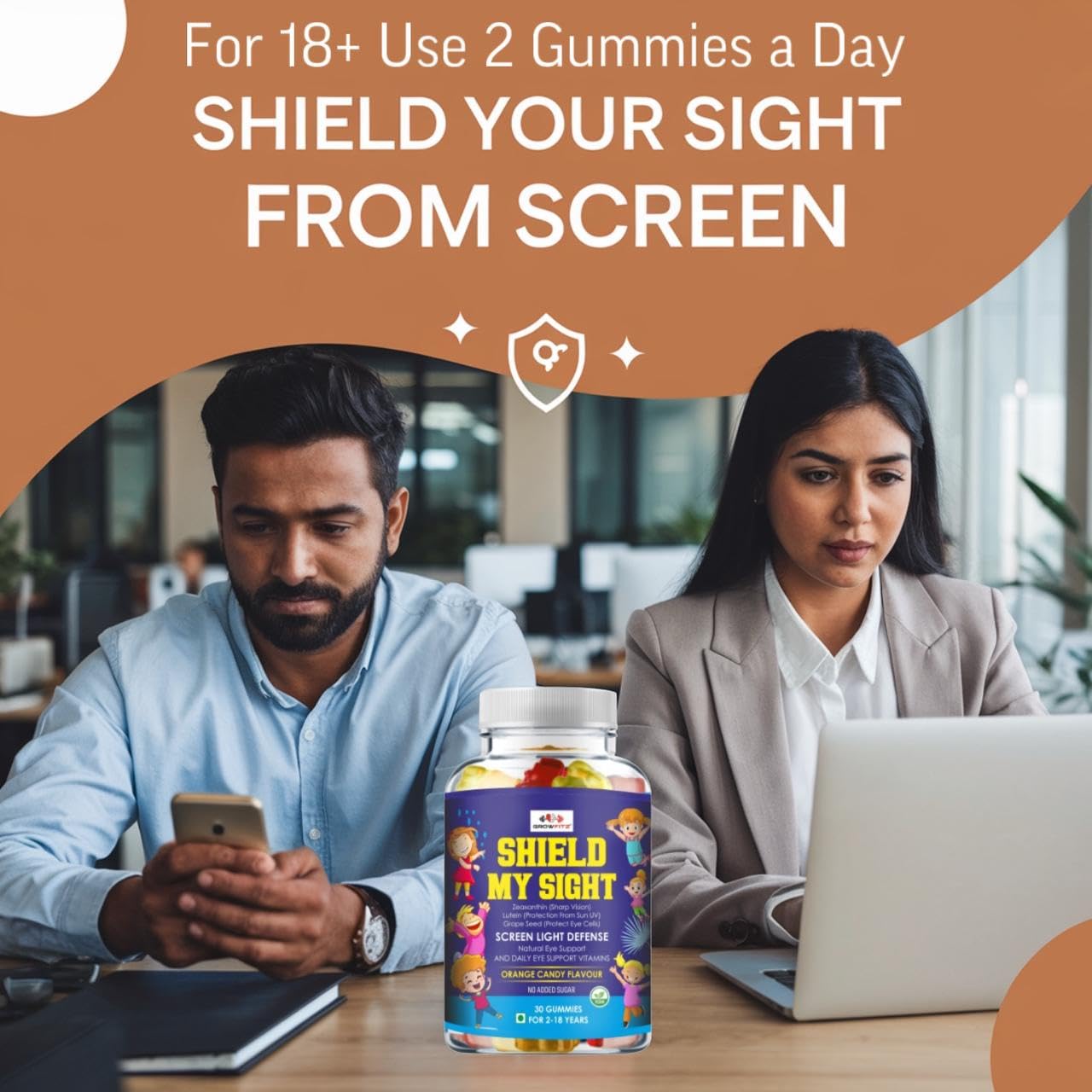 Growfitz Shield My Sight – Eye Health Gummies | 30 Gummies | Vegan | No Added Sugar