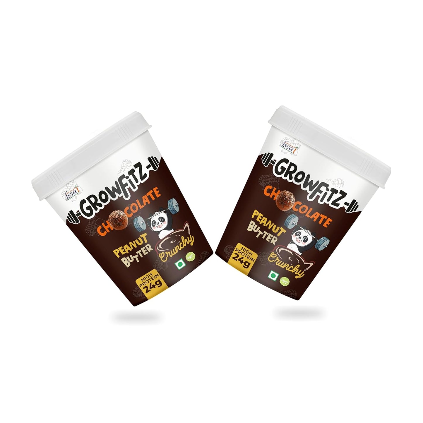 Growfitz Chocolate Peanut Butter – Crunchy 400g | 24g Protein | Combo Pack of 2 | High Protein Spread