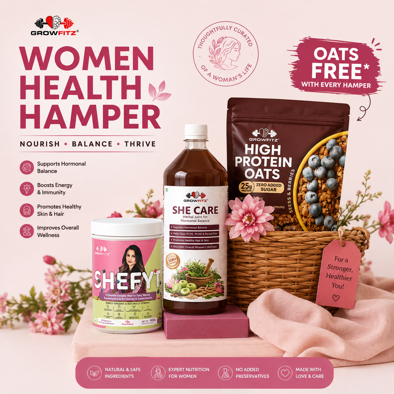 Women Health Hamper : Special Gift Coffee Oats + T-Shirt + Free Samples