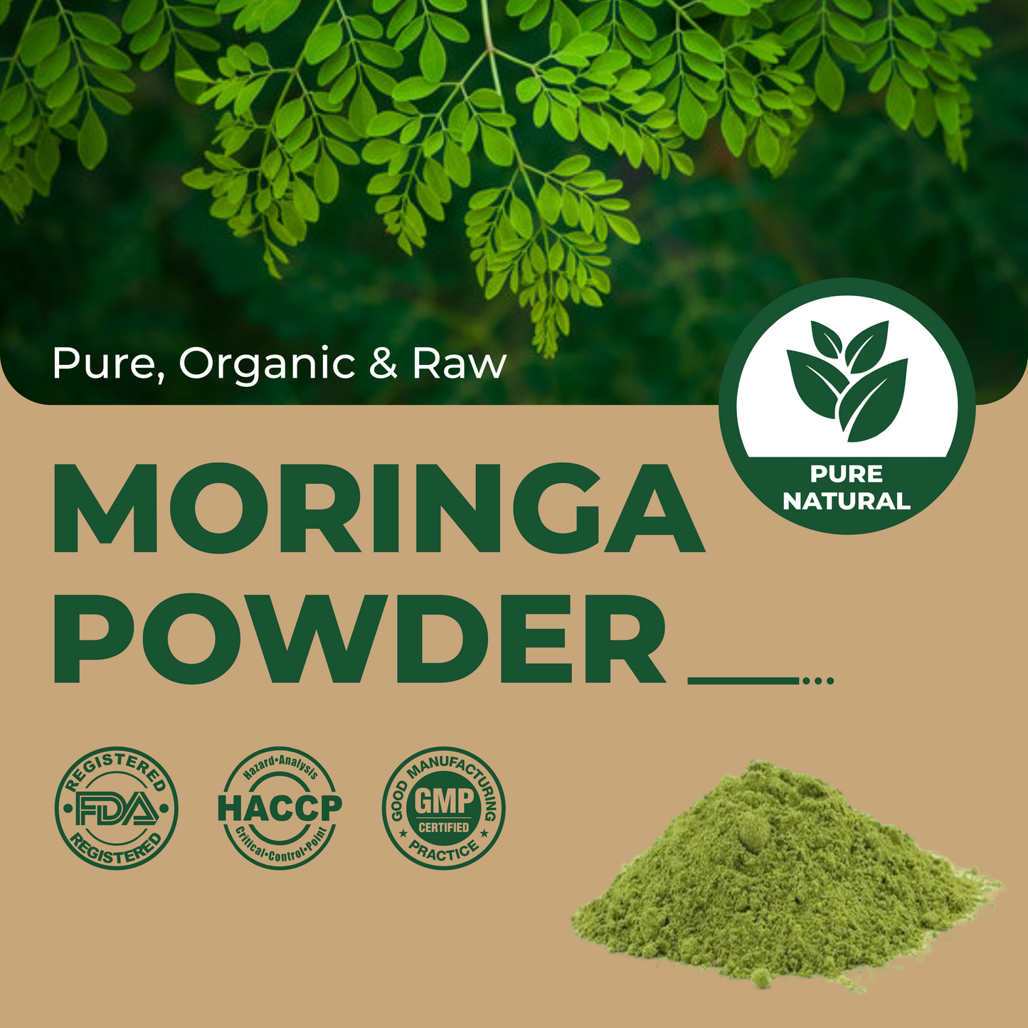 GROWFITZ Moringa Powder | 100% Pure & Natural Superfood | Rich in Iron, Calcium & Antioxidants | Boosts Immunity, Energy & Vitality | 200g Each