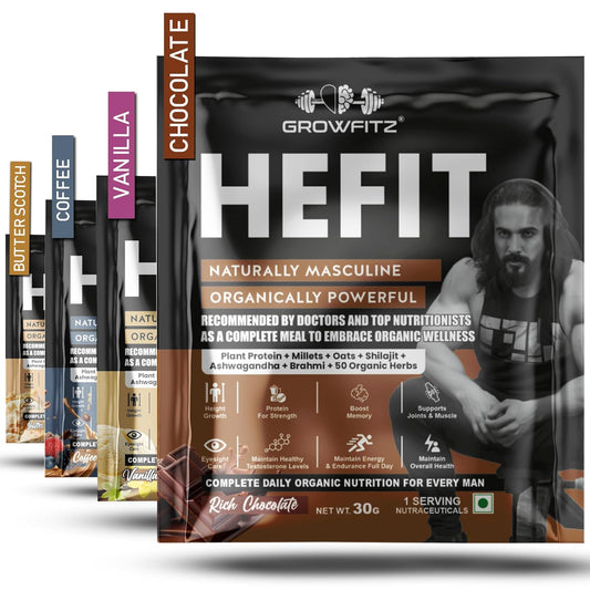 Hefit Protein Snack – 4 Flavours | 30g x 8 Pouches | Tasty & Healthy