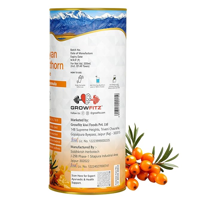 Himalayan Sea Buckthorn Pulp Concentrate 500 ML | Cold-Pressed | Makes 80 Glass, Natural Vitamin C, Omega 3 6 7 9, Antioxidants | Immunity, Skin Glow & Gut Health Support | Seabuckthorn Juice