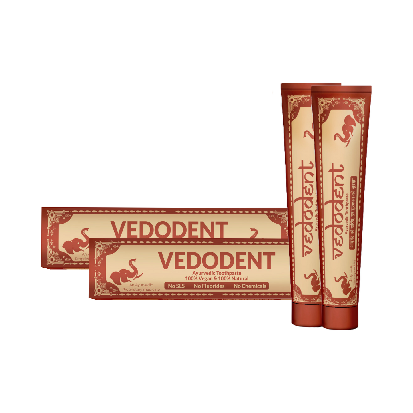GROWFITZ Vedodent Herbal Ayurvedic Red Toothpaste | Germ & Cavity Protection | Fights Plaque, Gum Bleeding, Yellow Teeth, Bad Breath | Natural Oral Care for Strong Teeth & Gums | 100g (Pack of 1)
