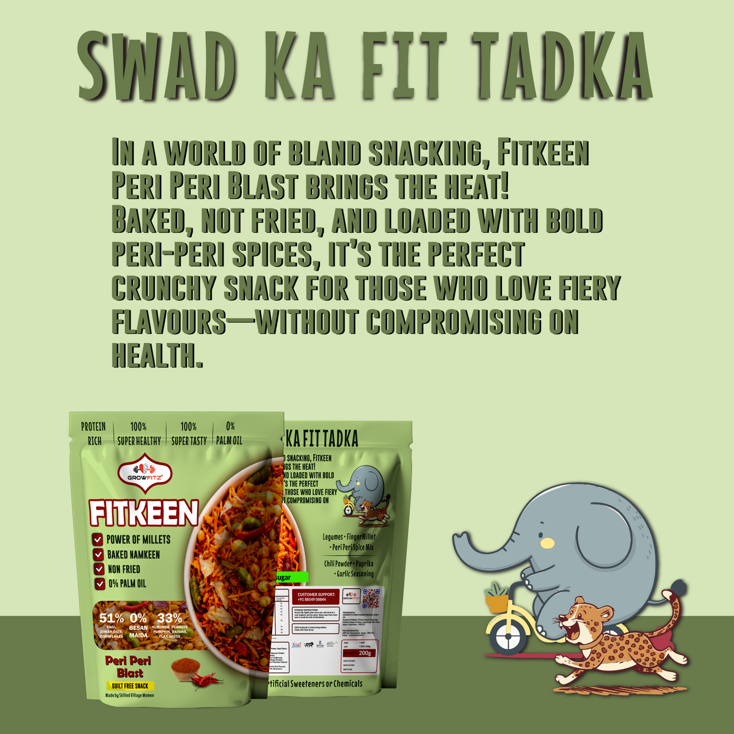 Baked Namkeen Mixture 200g | Peri Peri Spice Flavor | Non-Fried Millet Snack | 0% Palm Oil | 12.4g Protein | Healthy, Tasty & Guilt-Free Namkeen
