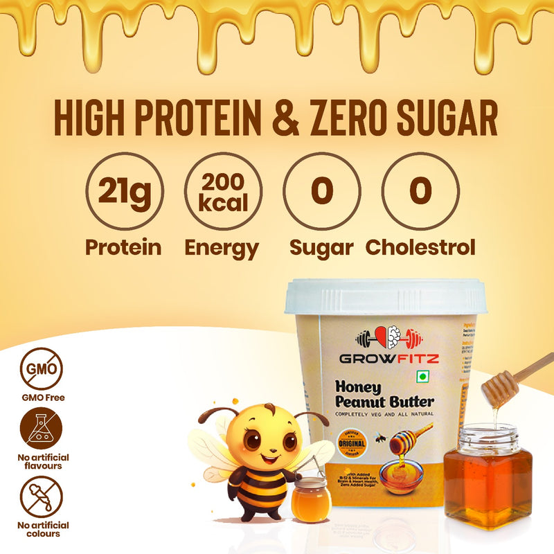 Growfitz Peanut Butter: Honey Flavour (High Quality)