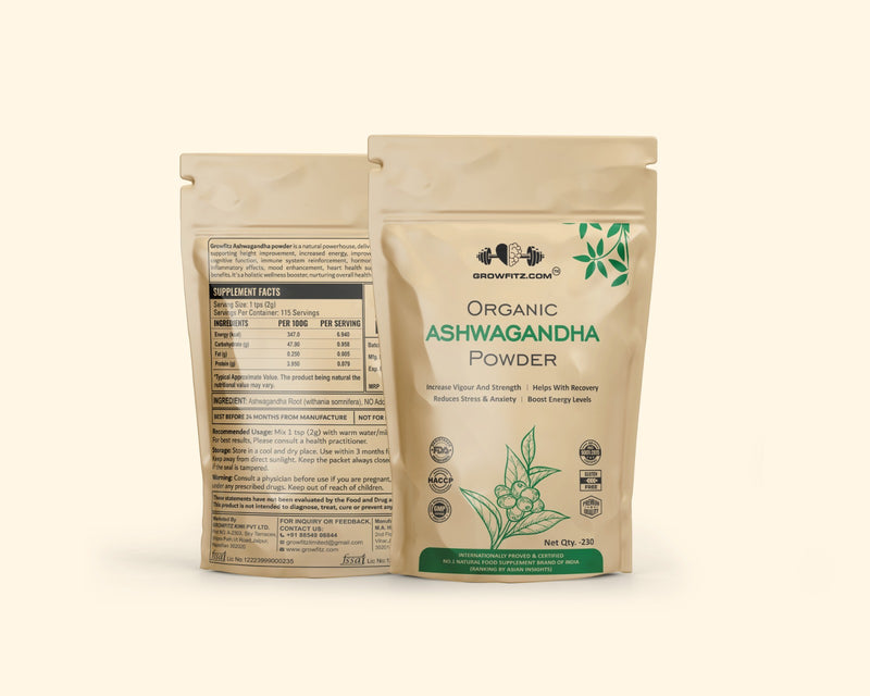 Growfitz Ashwagandha : Organic || Obtained from Roots