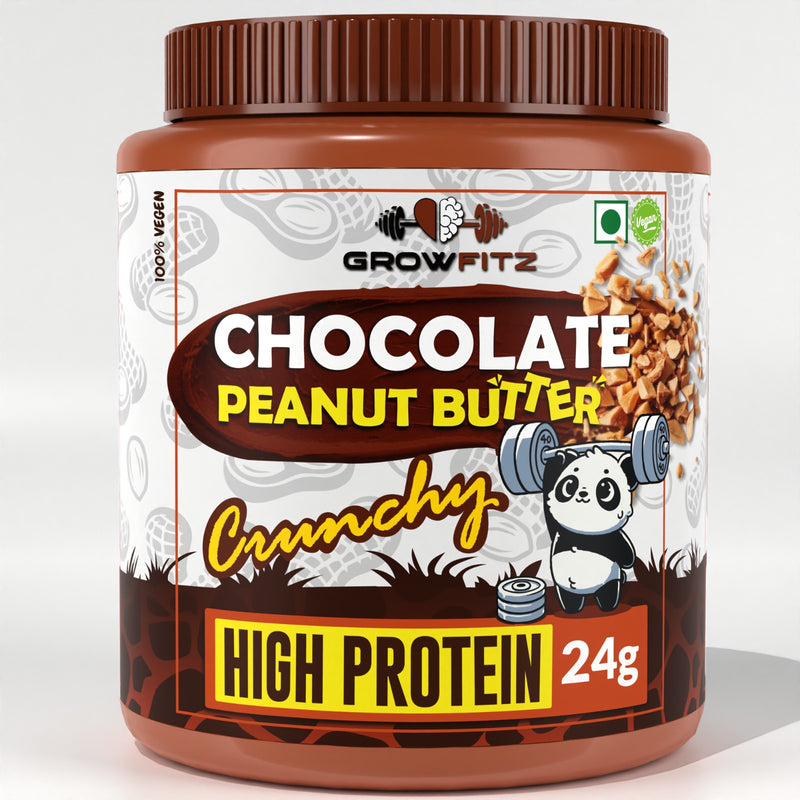 Growfitz Peanut Butter REAL Chocolate Browny - Crunchy 800g | Highest Quality