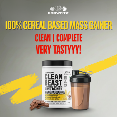 Clean Beast Mass Gainer | 23g Protein, 3g Creatine & 95g Carbs | 100% Cereal Based | 500g