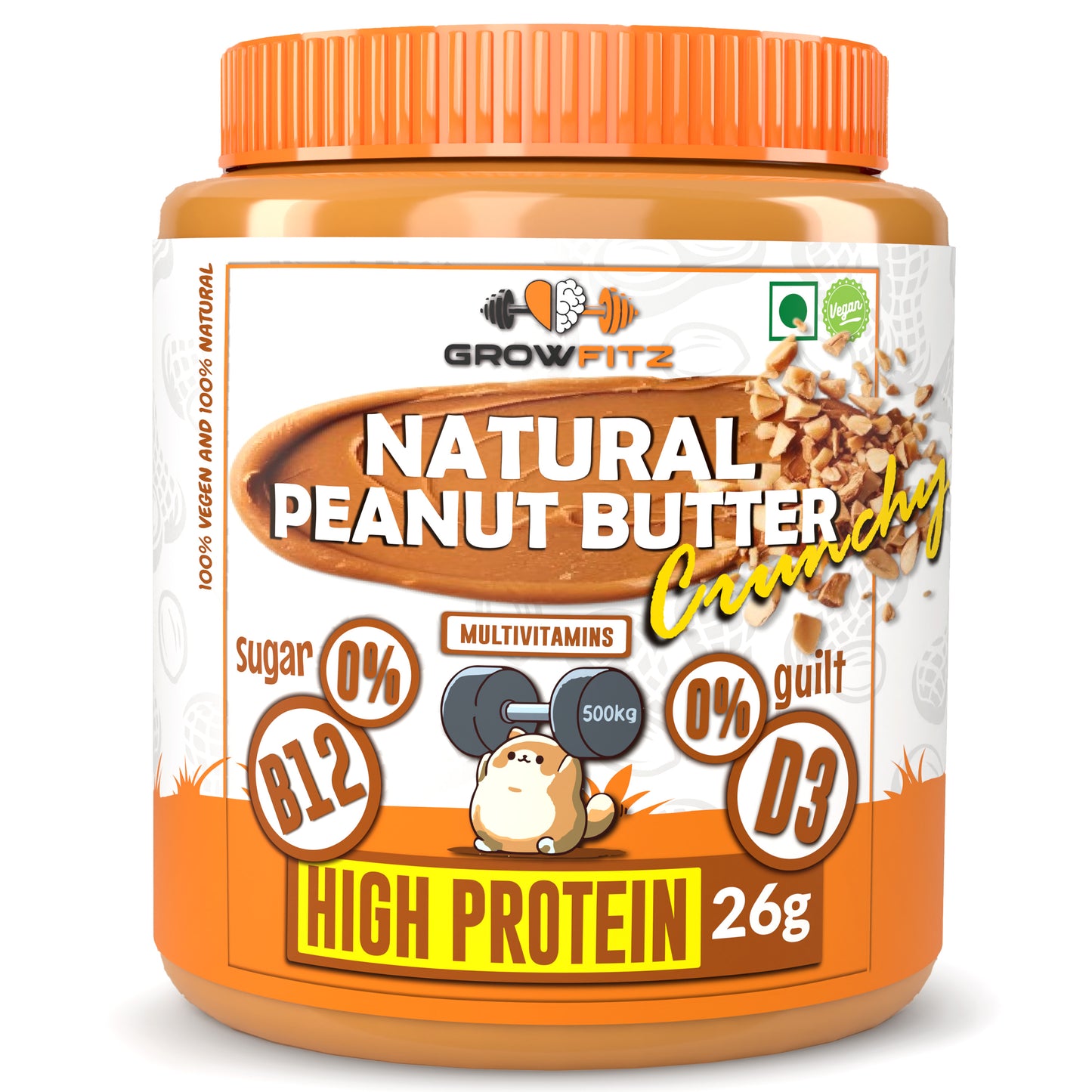 Natural Crunchy Peanut Butter | 26g Protein | 800g