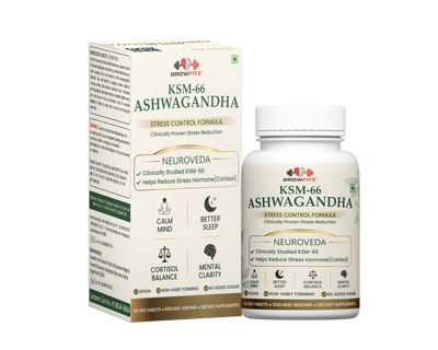 KSM-66 Ashwagandha 1300mg Tablets | 60 Veg Tablets | Supports Stress Management, Better Sleep, Muscle Recovery & Energy | Ashwagandha Supplement for Men & Women